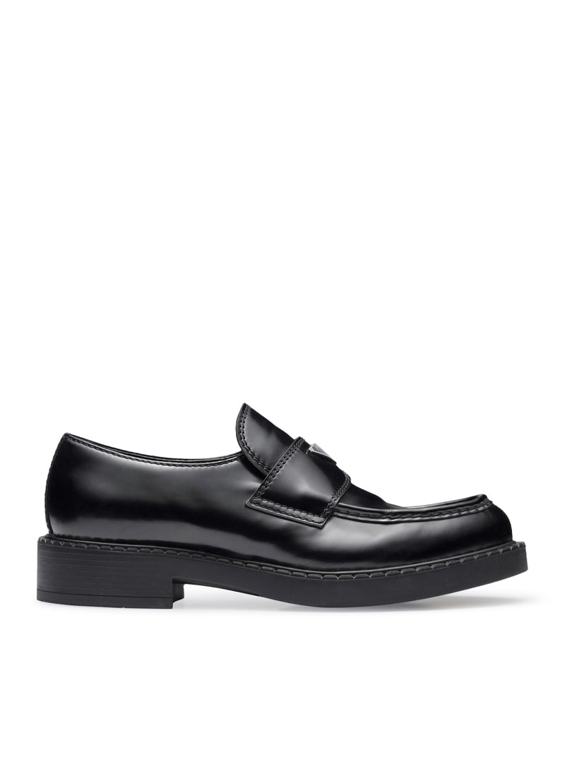 BRUSHED LEATHER LOAFERS WITH LOGO