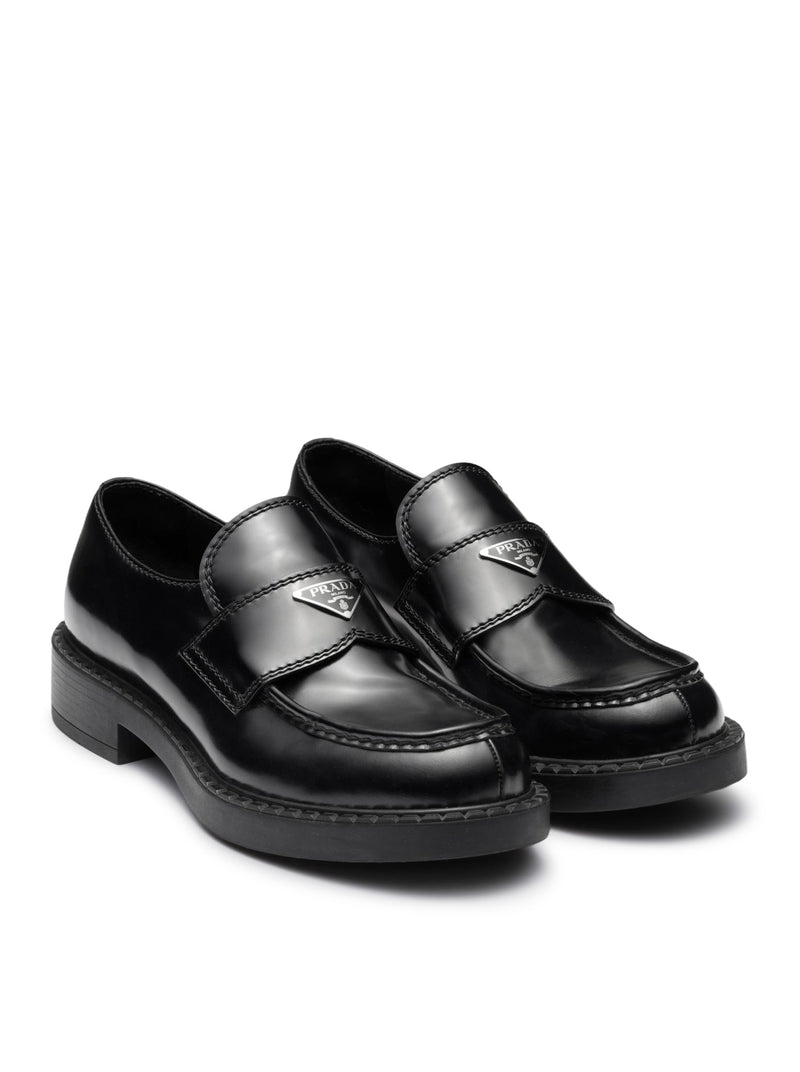 BRUSHED LEATHER LOAFERS WITH LOGO