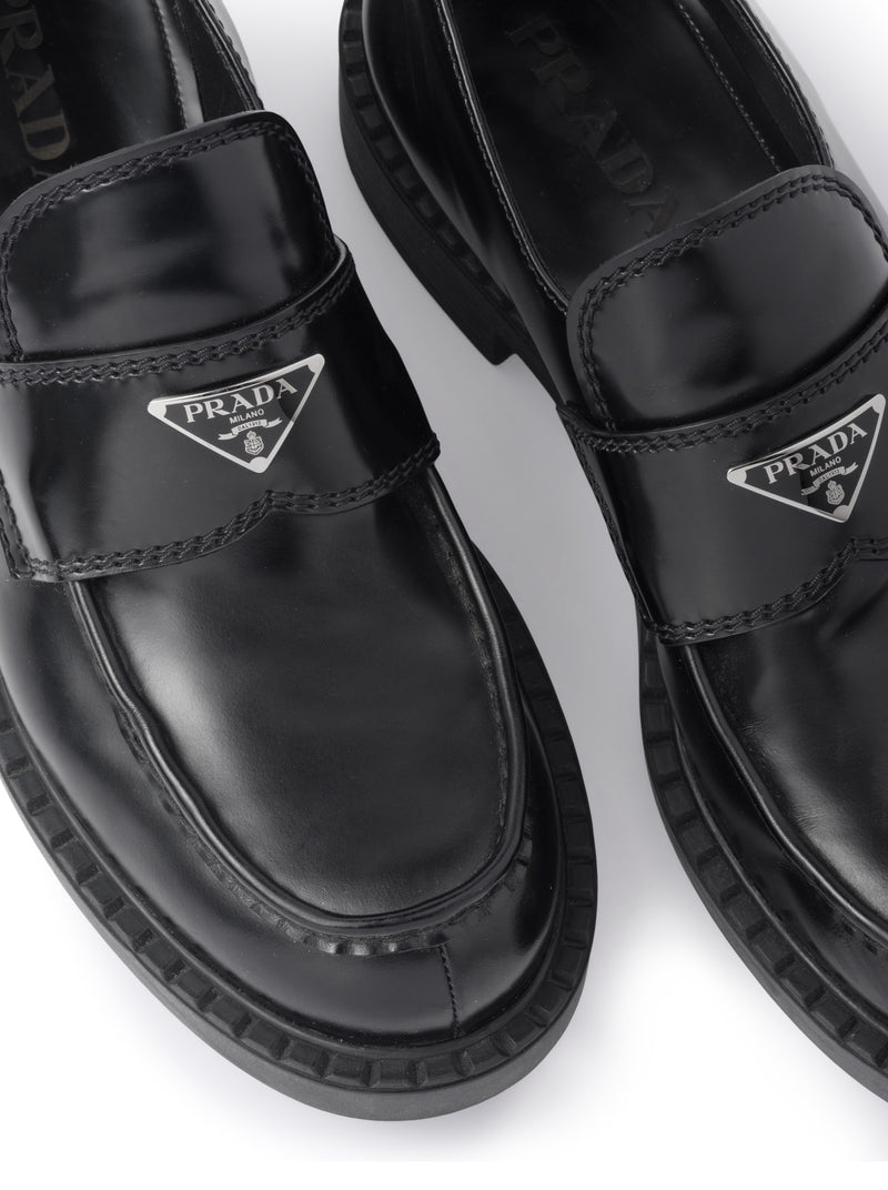 BRUSHED LEATHER LOAFERS WITH LOGO