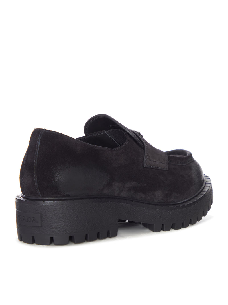SUEDE LOAFERS WITH A DISTRESSED FINISH