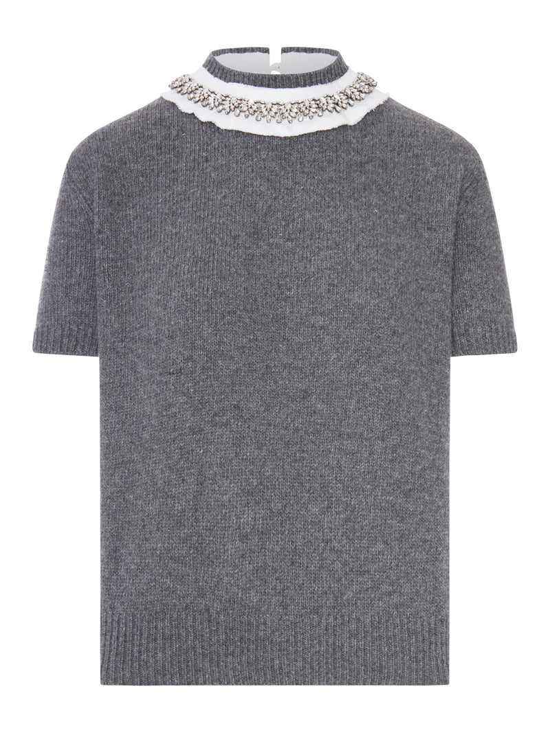 CASHMERE SWEATER WITH JEWEL NECKLINE