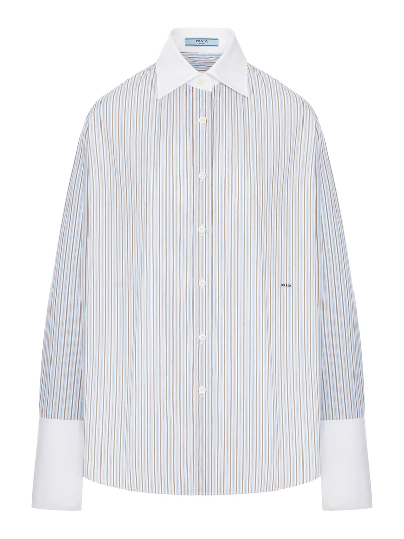 STRIPED COTTON SHIRT WITH CONTRASTING CUFFS