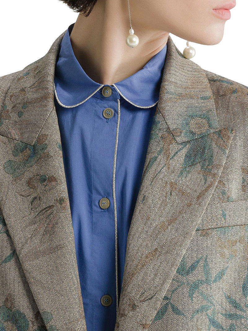 SINGLE-BREASTED FLORAL PRINT BLAZER