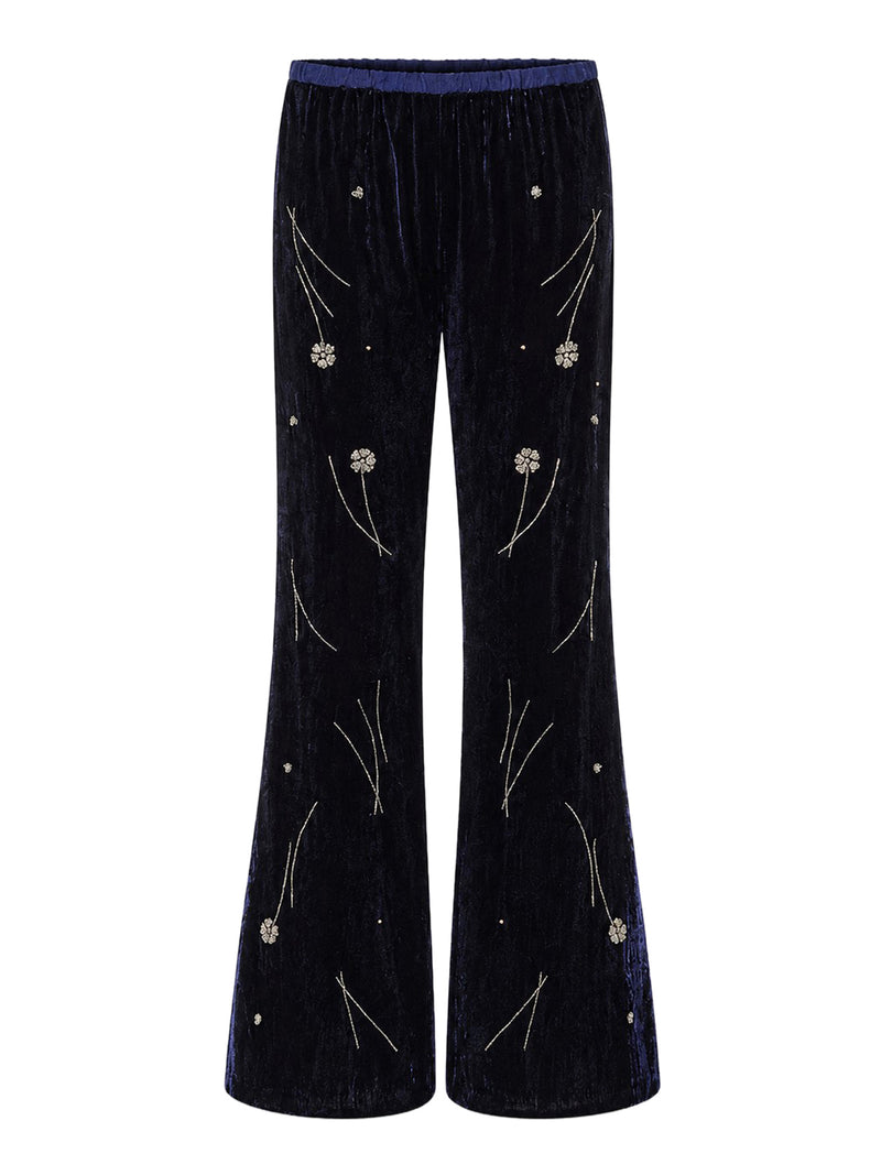 EMBROIDERED VELVET TROUSERS