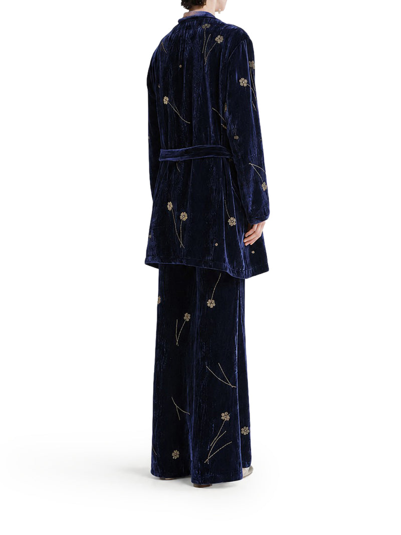 EMBROIDERED VELVET TROUSERS