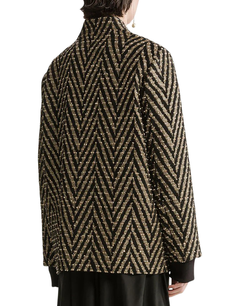 BLACK CHEVRON JAQUARD OVER-JACKET