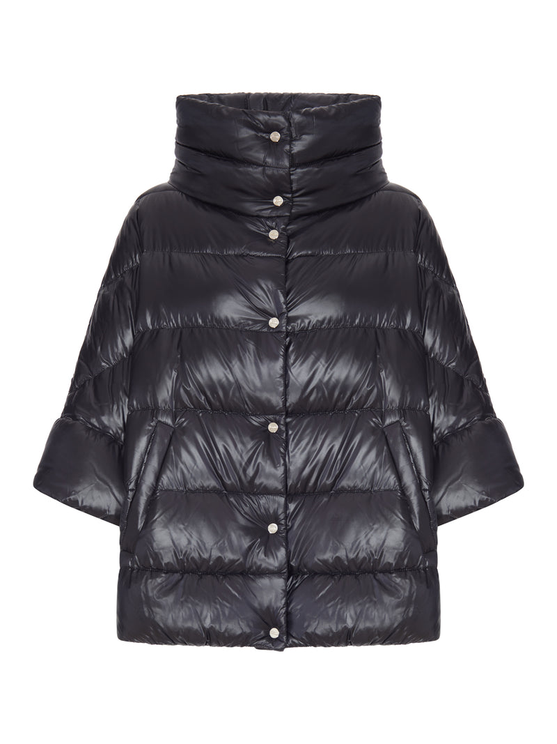 DOWN JACKET WITH WIDE COLLAR AND 3/4 SLEEVES