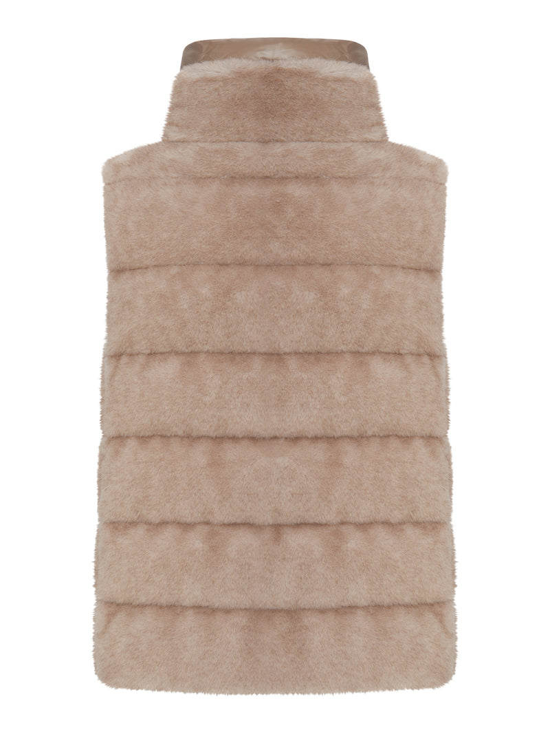 ECO-FUR SLEEVELESS JACKET WITH ZIP