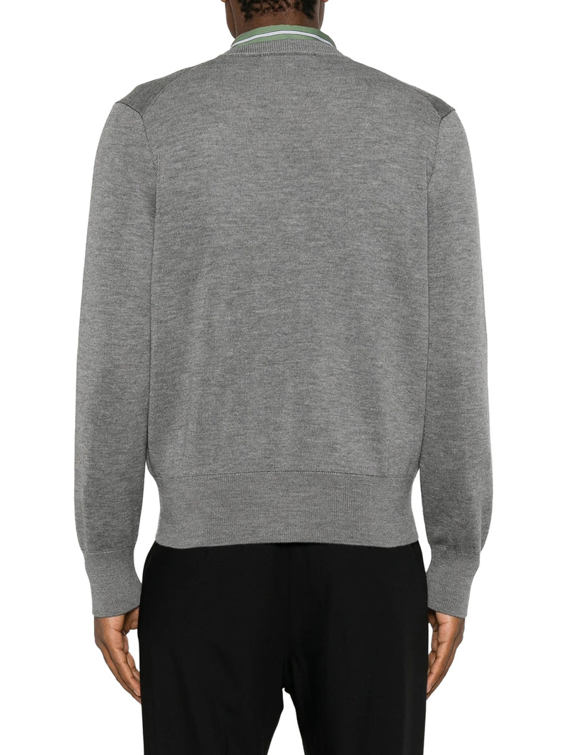 V-NECK KNIT CARDIGAN WITH EMBROIDERED LOGO