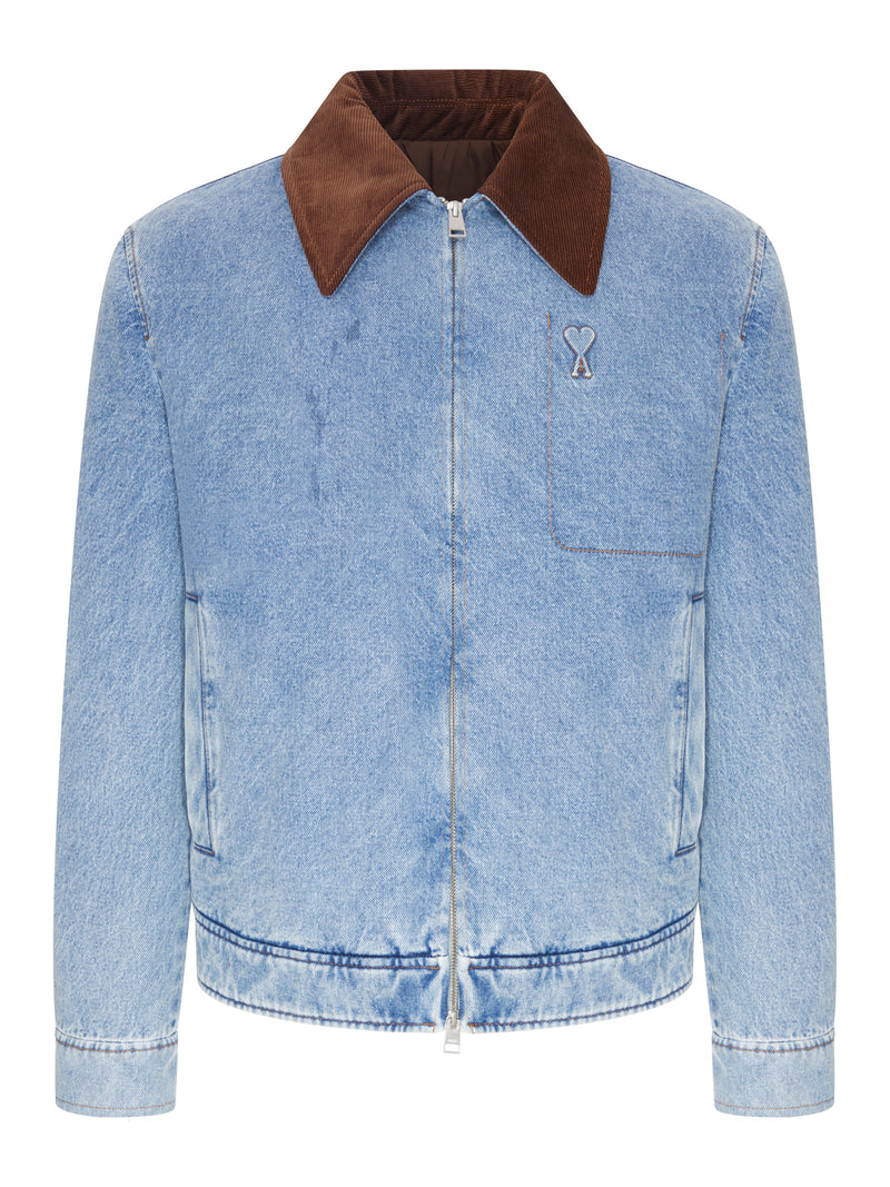 AMI DE COEUR DENIM JACKET WITH CONTRAST COLLAR
