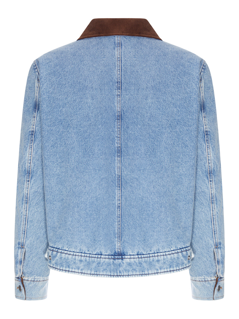 AMI DE COEUR DENIM JACKET WITH CONTRAST COLLAR