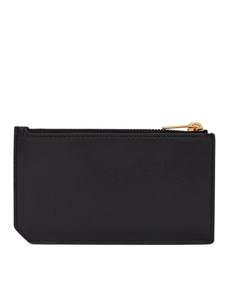 FRAGMENTS TINY CASSANDRE ZIPPED CARD HOLDER IN GLOSSY LEATHER