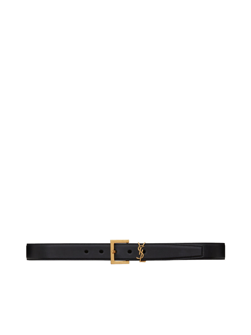 MONOGRAM BELT WITH SQUARE BUCKLE IN SMOOTH LEATHER