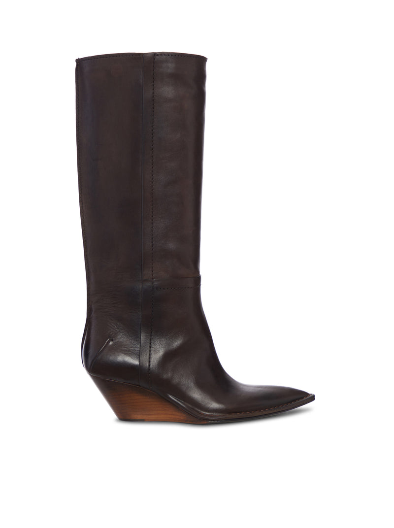 CAMPEROS HIGH LEATHER BOOT WITH WEDGE