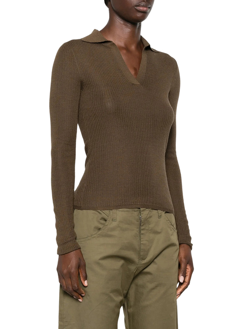 CASHMERE AND SILK POLO SWEATER