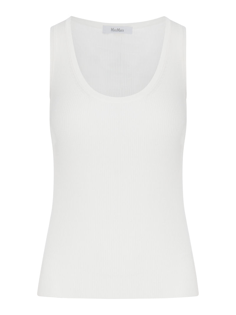 FITTED RIBBED TOP IN VISCOSE CREPE