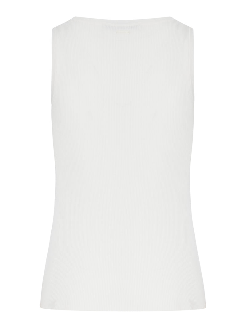 FITTED RIBBED TOP IN VISCOSE CREPE