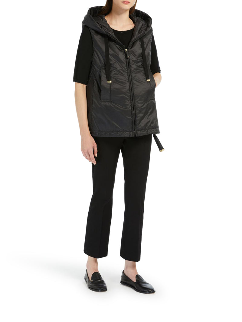 PADDED VEST WITH HOOD IN WATERPROOF CANVAS