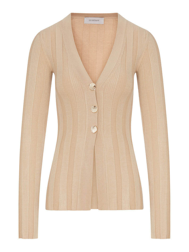 SLIM RIBBED VISCOSE CARDIGAN