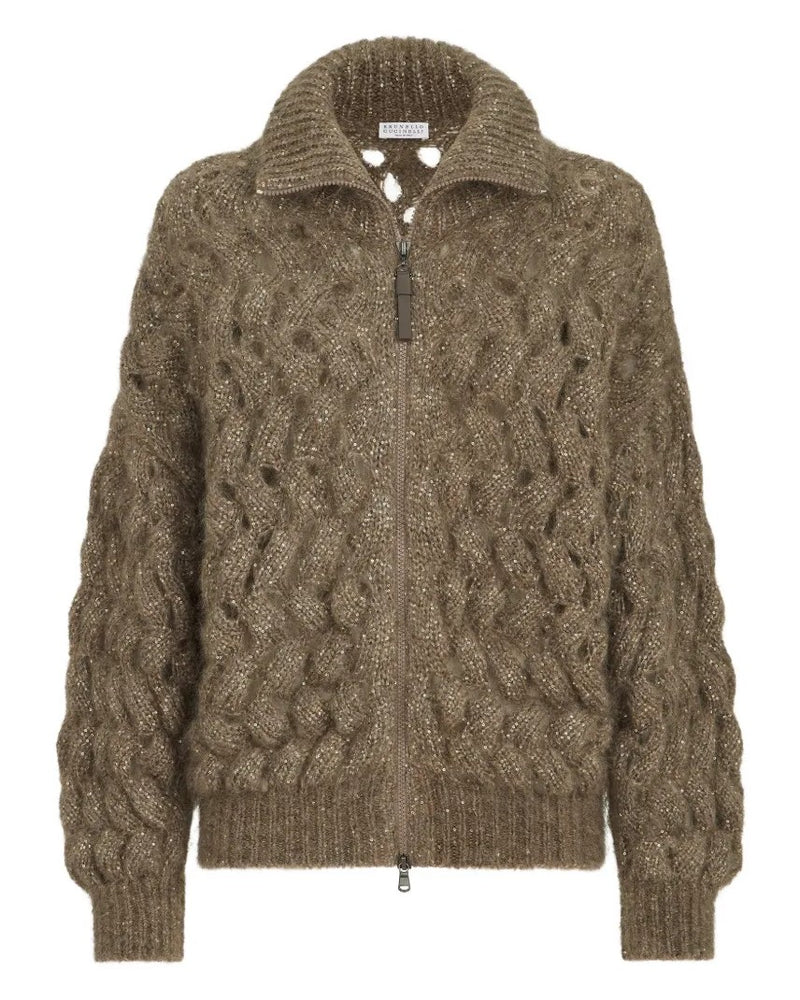 CARDIGAN DAZZLING ZIGZAG CABLES IN MOHAIR E LANA