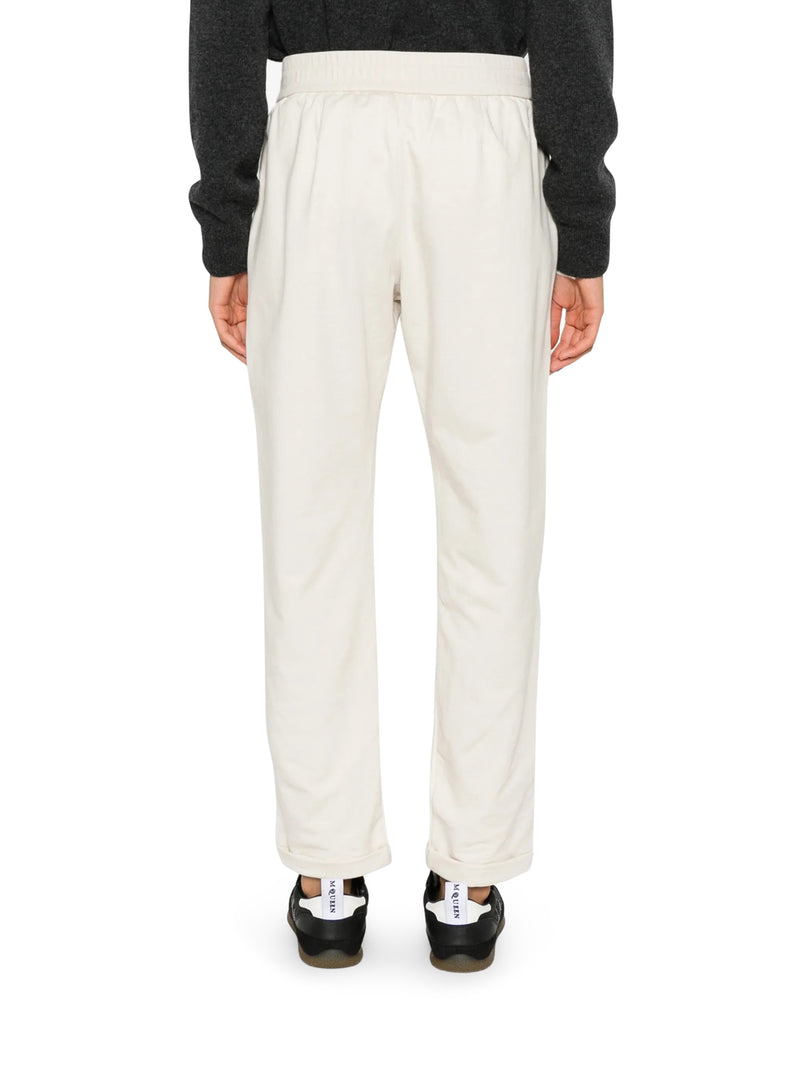 LIGHTWEIGHT STRETCH COTTON FLEECE TRACK PANTS WITH EMBELLISHMENT