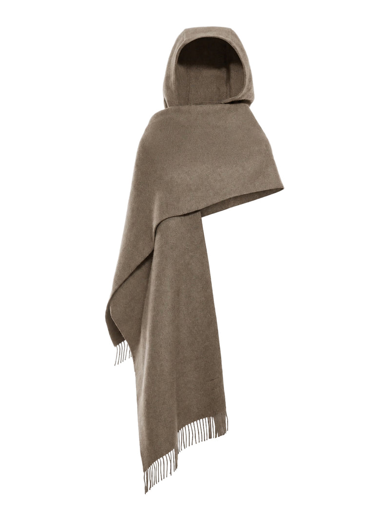 WOOL AND CASHMERE KNIT SCARF WITH HOOD