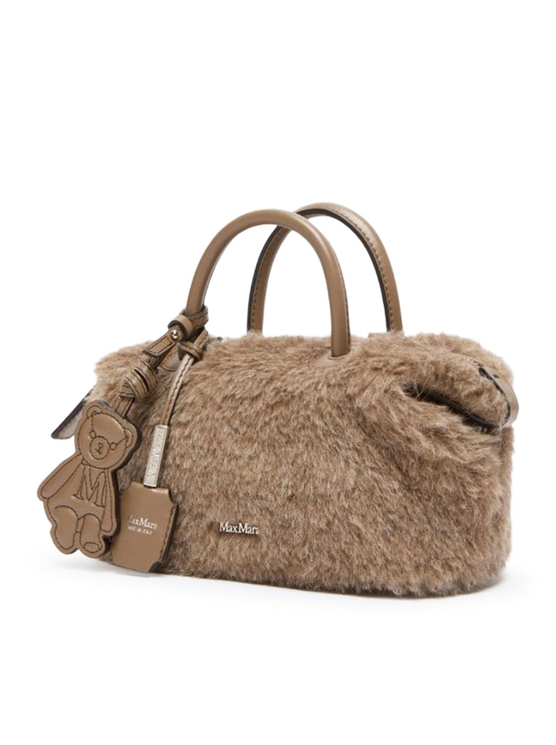 SMALL BOWLING BAG IN ALPACA AND CASHMERE TEDDY FABRIC