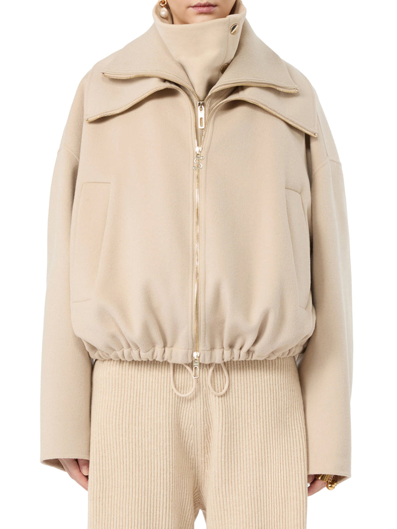 PURE WOOL BOMBER JACKET WITH REMOVABLE FRONT INSERT