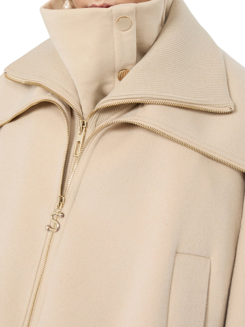 PURE WOOL BOMBER JACKET WITH REMOVABLE FRONT INSERT