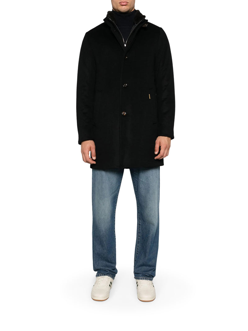CASHMERE BLEND COAT WITH FUR COLLAR