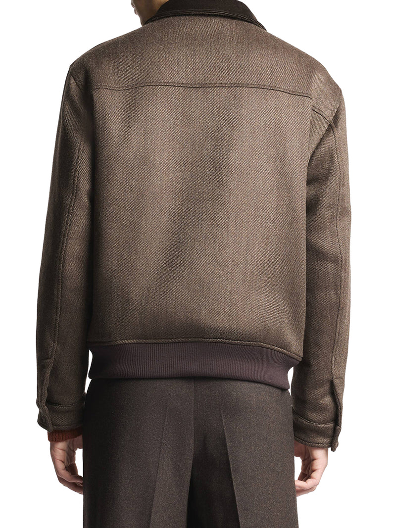 DOUBLE-FACED WOOL DRIVING BOMBER JACKET