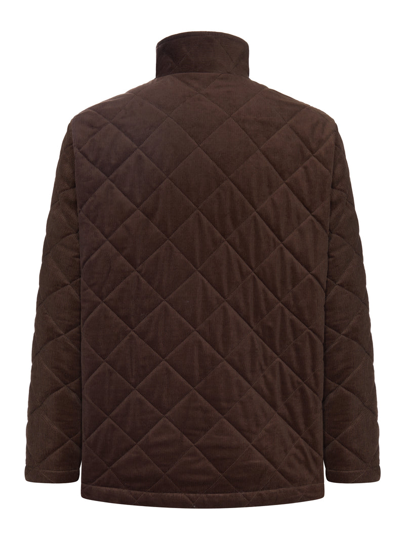 BROWN CORDUROY QUILTED JACKET