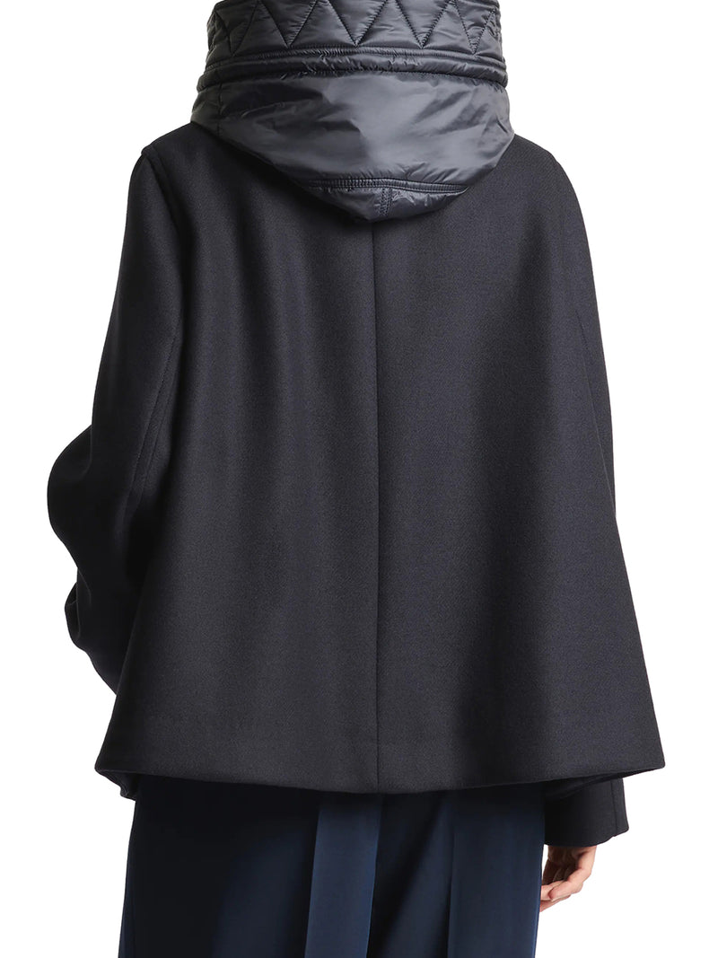 TOGGLE COAT CAPE IN WOOL AND CASHMERE BRUSHED CLOTH