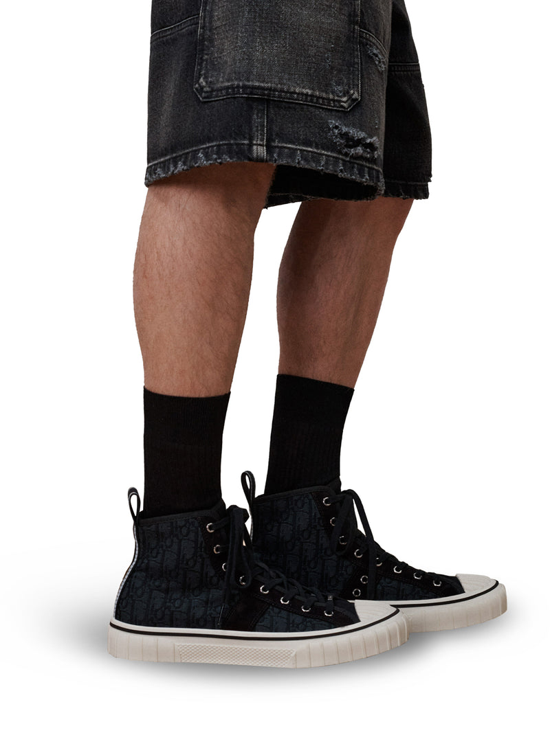 HOOPER HIGH SNEAKER IN BLACK OBLIQUE JACQUARD