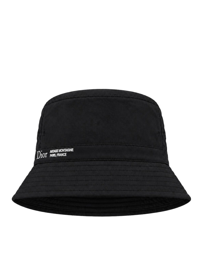 DIOR MONTAIGNE BUCKET HAT IN BLACK TECHNICAL FABRIC