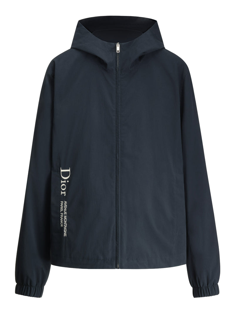 DIOR MONTAIGNE EMBROIDERED WINDBREAKER IN DEEP BLUE TECHNICAL FABRIC