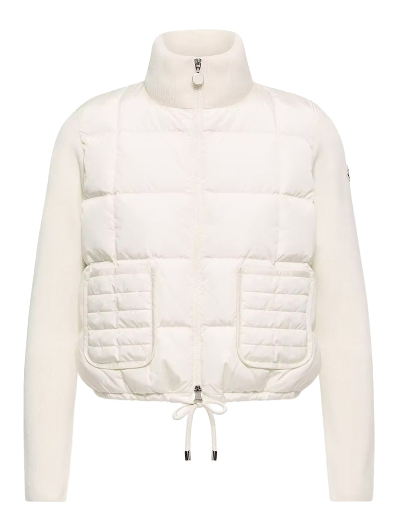 PADDED WOOL ZIP-UP CARDIGAN WITH CHECK QUILTING