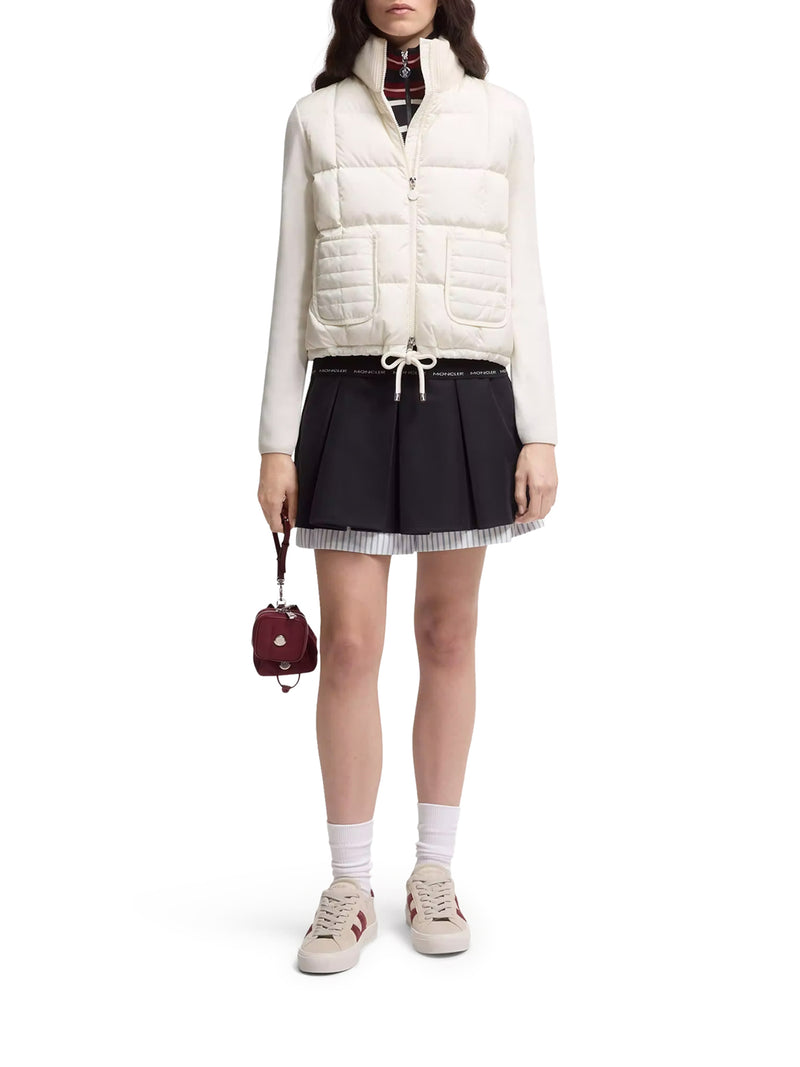 PADDED WOOL ZIP-UP CARDIGAN WITH CHECK QUILTING