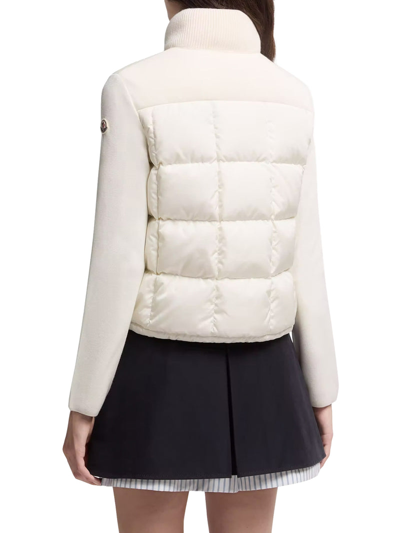 PADDED WOOL ZIP-UP CARDIGAN WITH CHECK QUILTING
