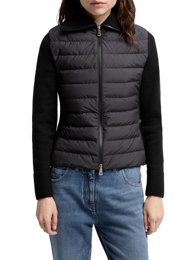 PADDED WOOL ZIP-UP CARDIGAN