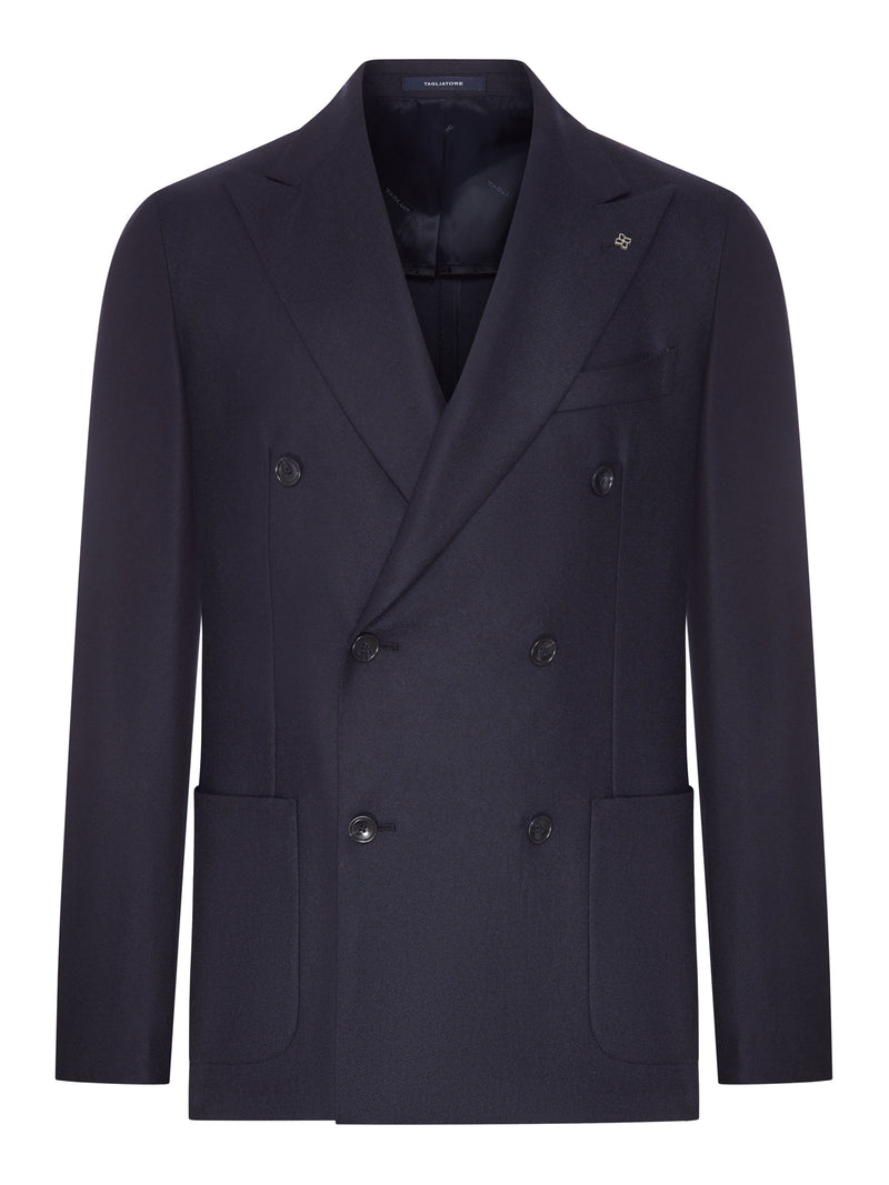 DOUBLE-BREASTED WOOL AND CASHMERE BLEND BLAZER