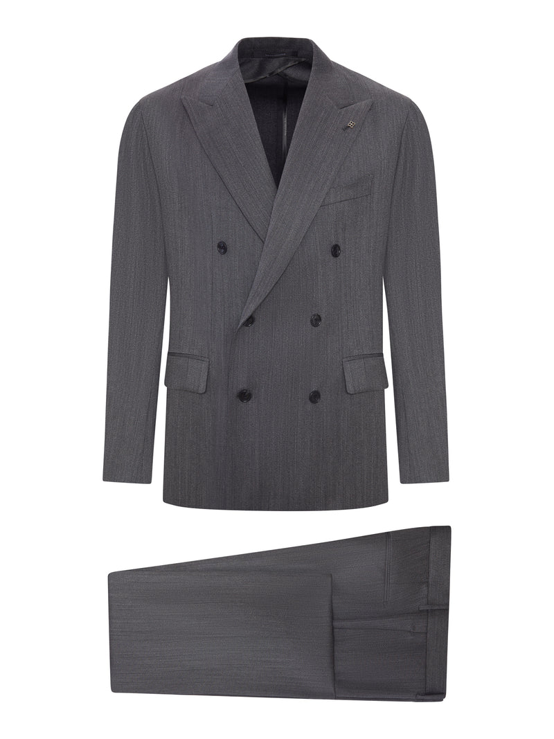 DOUBLE-BREASTED NAPLES SUIT IN VIRGIN WOOL