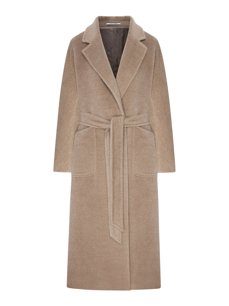 LONG BEIGE BELTED COAT