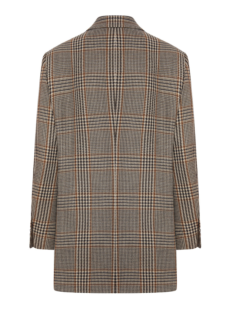 CHECKED WOOL BLEND BLAZER JACKET WITH THREE BUTTONS