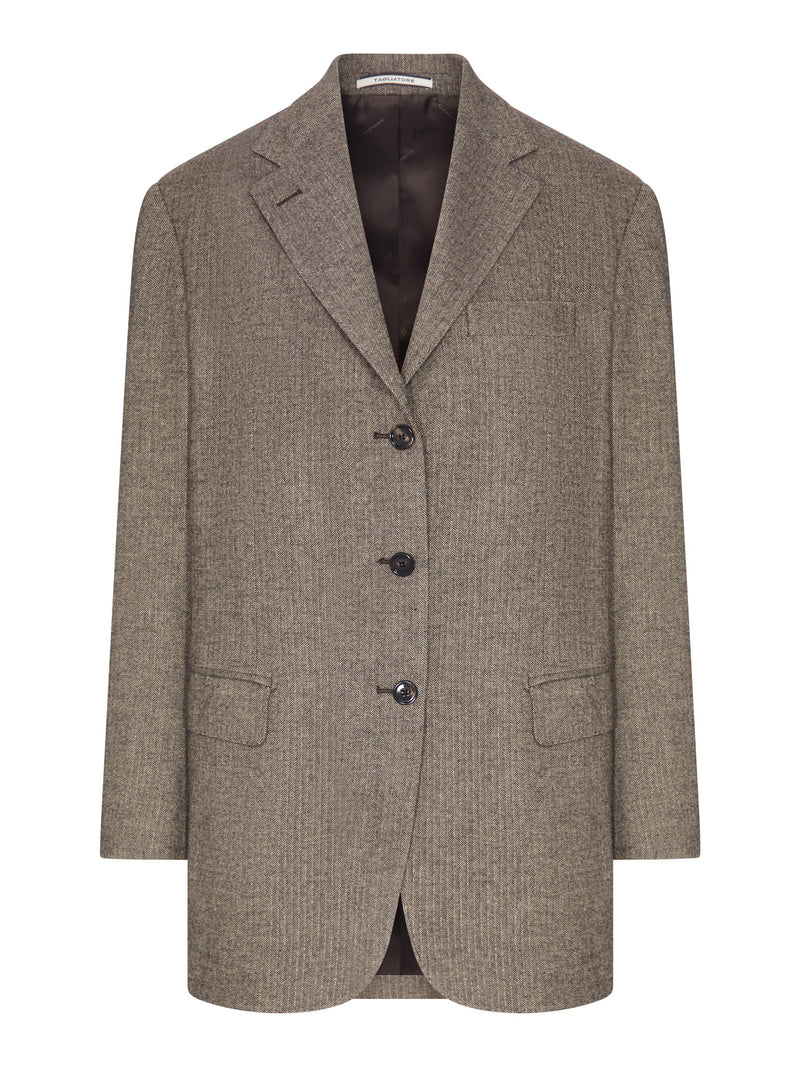 SINGLE-BREASTED HERRINGBONE BLAZER