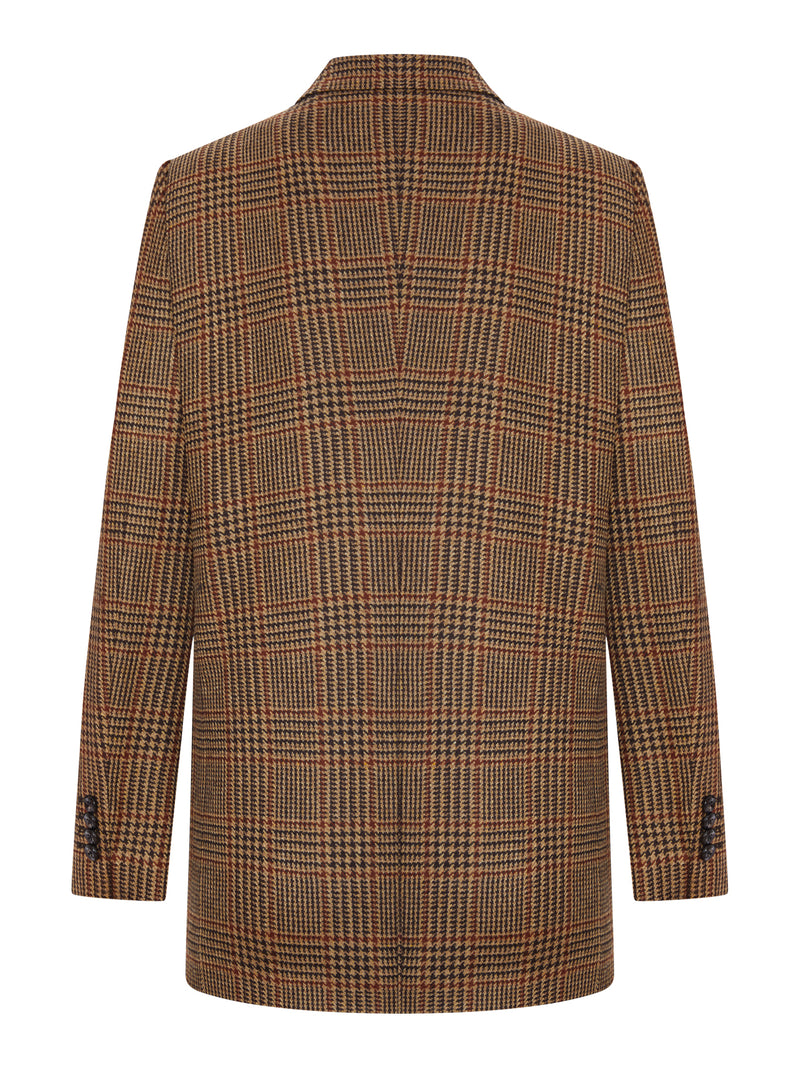 DOUBLE-BREASTED CHECK CASHMERE BLEND BLAZER JACKET