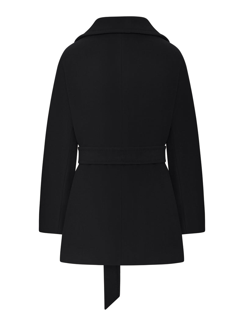 SHORT BELTED WOOL-SILK BLEND COAT