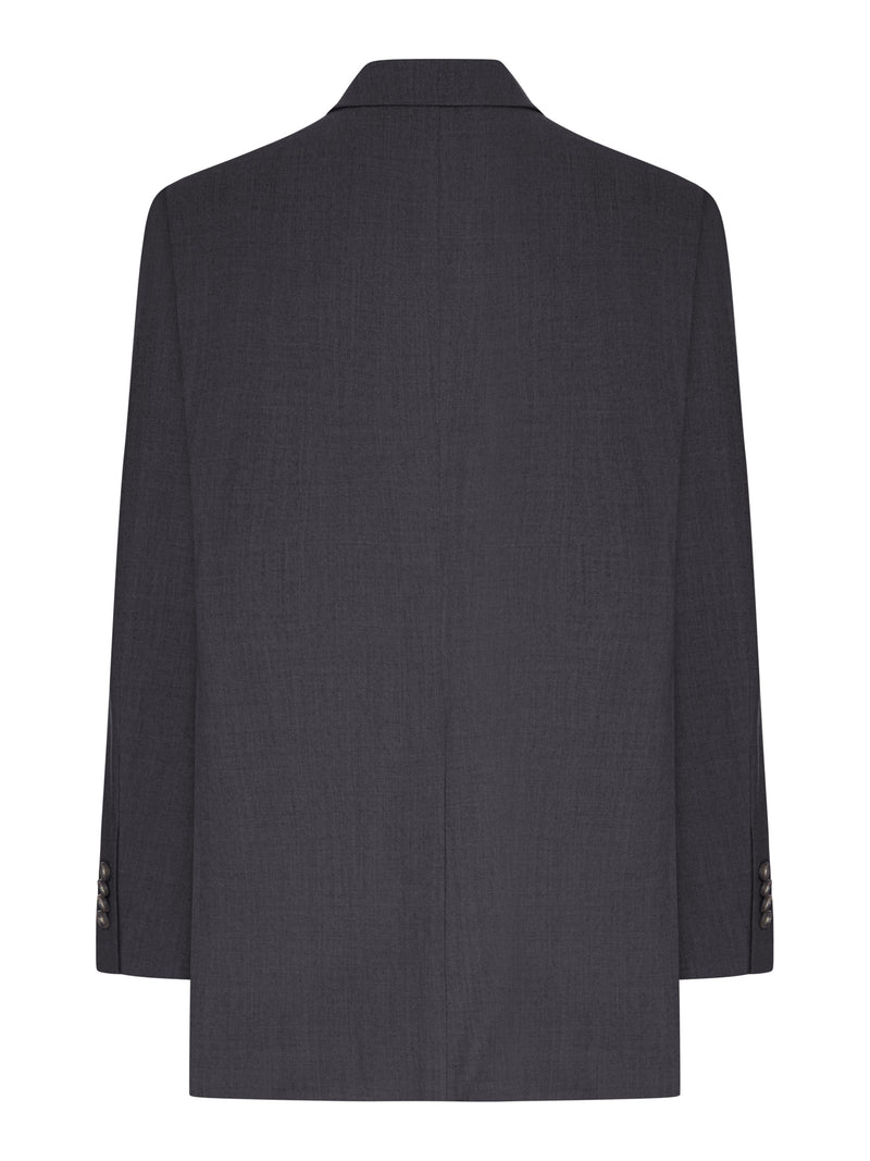 DOUBLE-BREASTED WOOL AND SILK BLEND SUIT