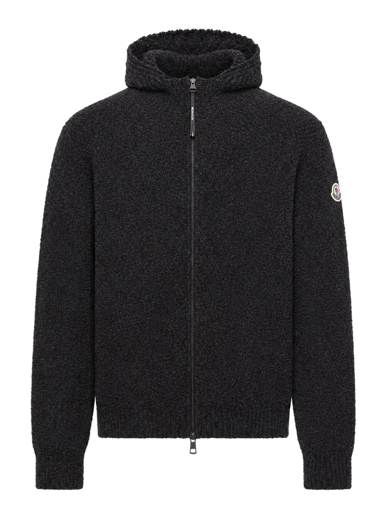 BOUCLÉ WOOL-BLEND ZIP-UP HOODIE