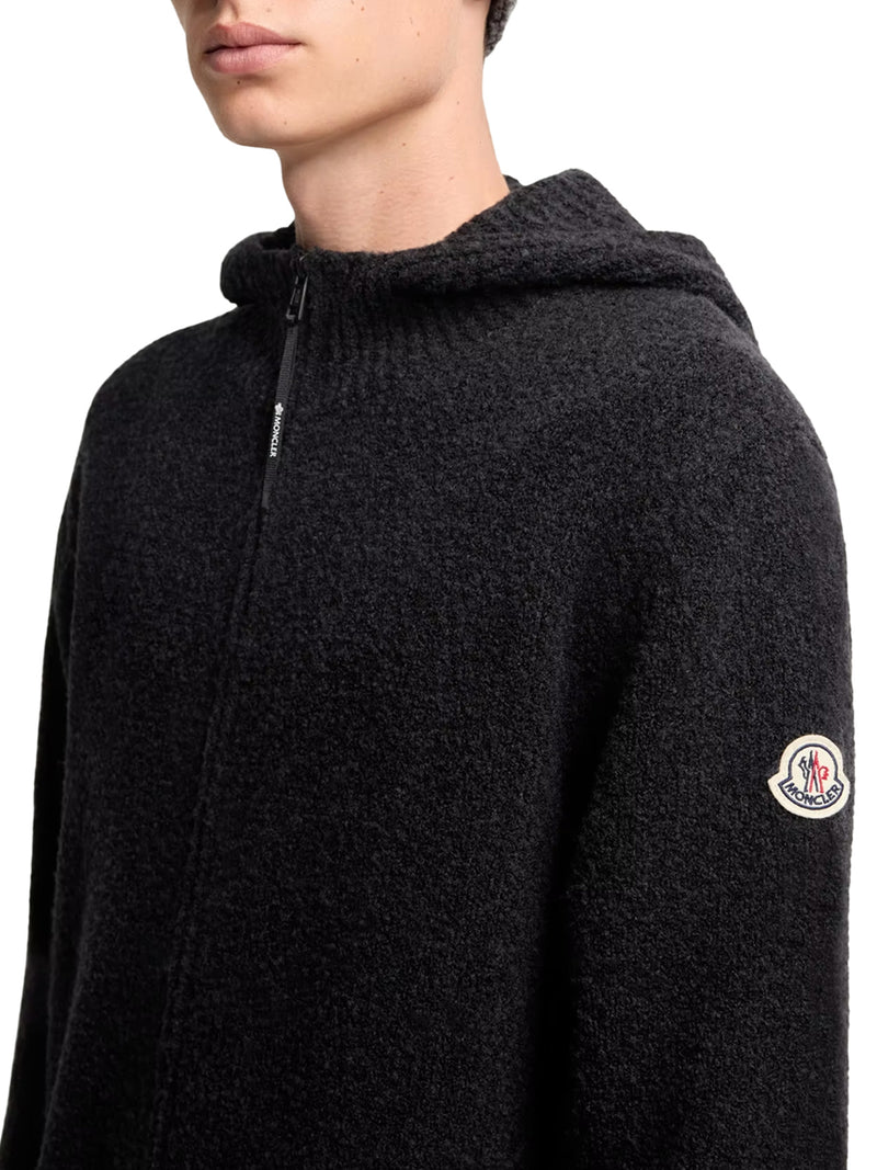 BOUCLÉ WOOL-BLEND ZIP-UP HOODIE